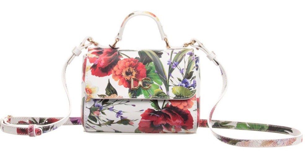dolce gabbana girls floral leather handbag